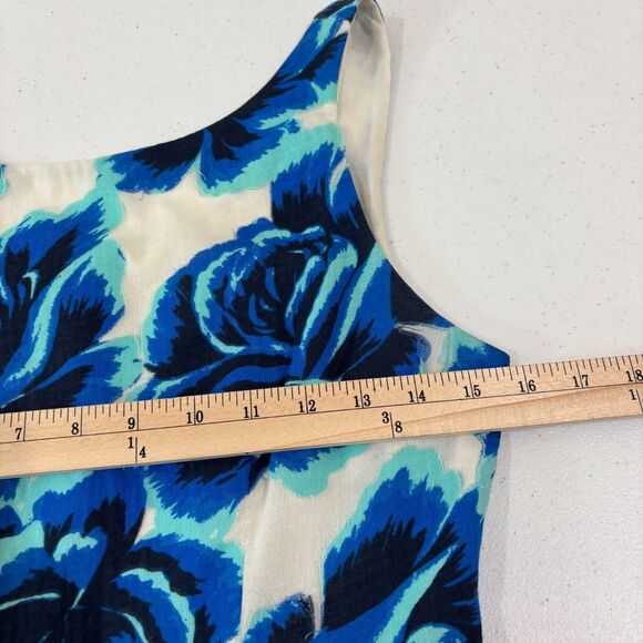 Porridge Anthropologie Blue Roses Floral Dress 2 Pleats Cottage Tea Garden Party - Picture 12 of 15